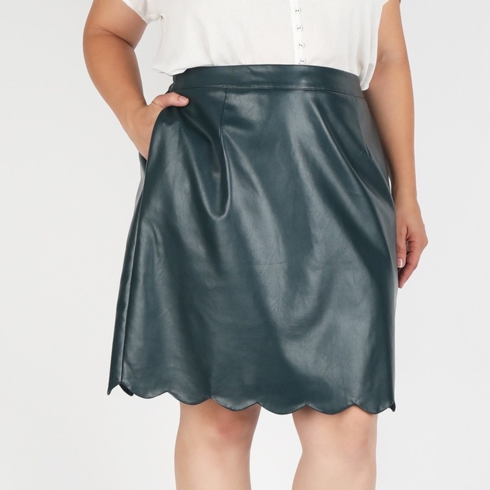 Vegan leather plus size skirt